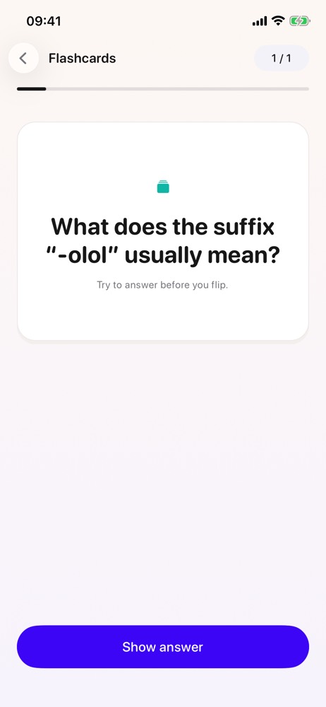 Flashcard about the suffix -olol