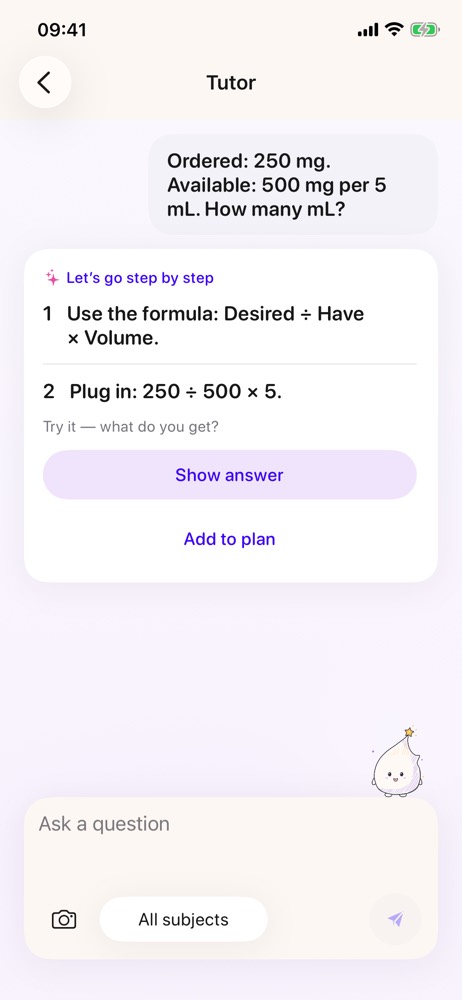 Tutor walking through a dosage calculation
